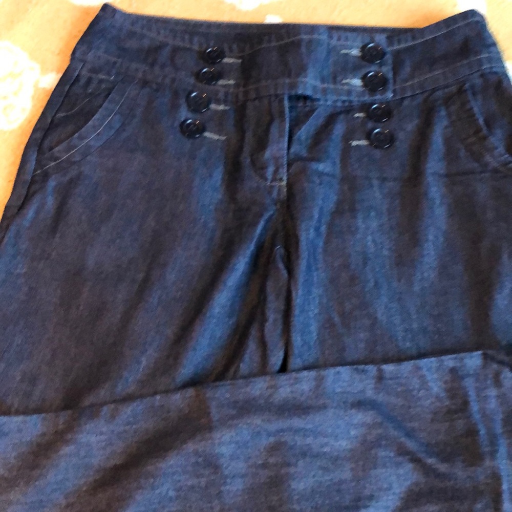 Wide leg dark jeans